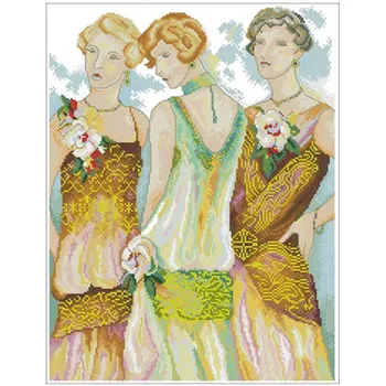

Three women patterns Counted Cross Stitch 11CT 14CT 18CT DIYChinese Cross Stitch Kit Embroidery Needlework Sets