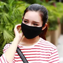 Новинка, 1 шт., осенне-зимняя теплая маска с черным ртом для лица, моющаяся многоразовая корейская модная мужская защита, двойная Пылезащитная маска