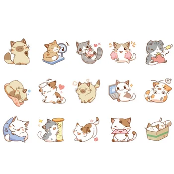 

56Pcs/Set Cute Cat Decorative Stickers DIY Adhesive Stickers Decoration Diary Japanese Stationery Stickers Children Gift