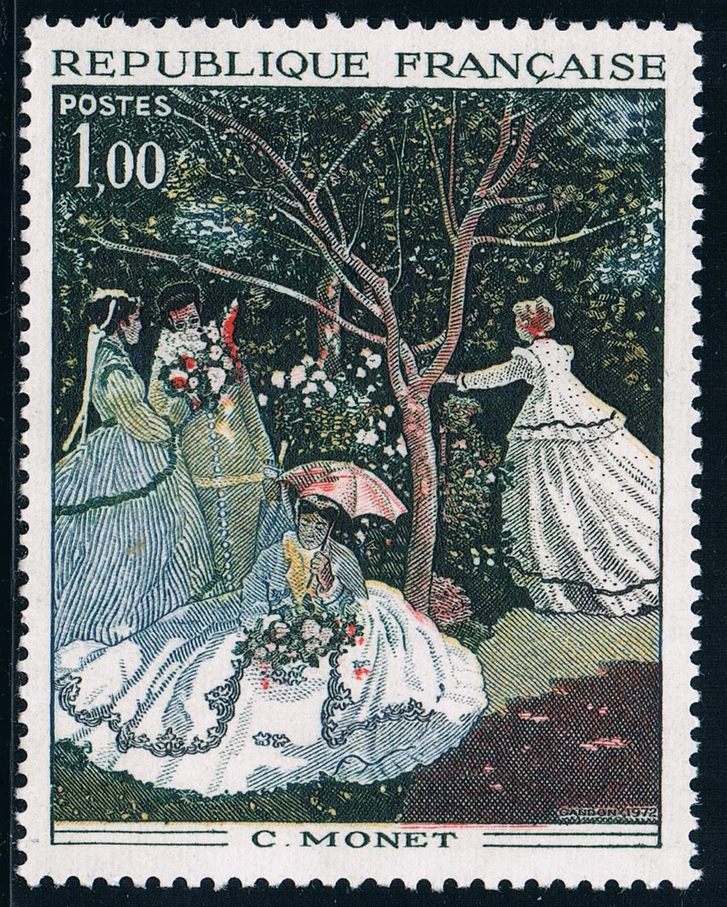 FR3039 Французский штамп 1972 художественная серия монета картина "Женщины в саду" 1 шт Новые почтовые марки MNH