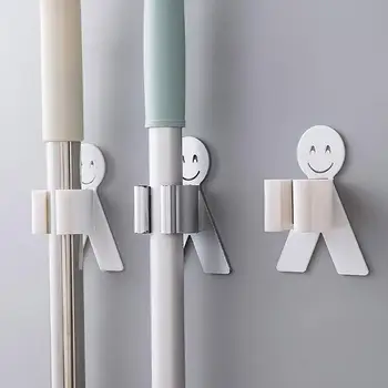 

Wall Mounted Cartoon Mop Holder Broom Gripper Umbrella Hanger Hook Cooker Utensil Storage Rack Shelf Bathroom Organizer Tools