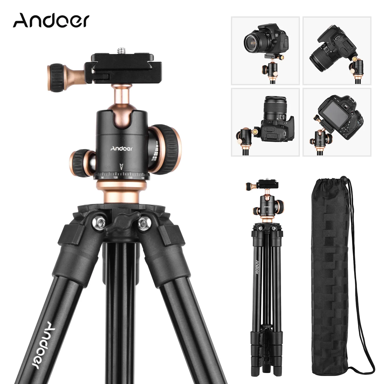 Портативный штатив Andoer Q160SA дорожный Трипод для цифровых зеркальных камер