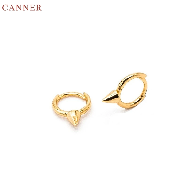 

CANNER Punk Huggie Earings for Women Girls Gold Color Small Hoop Earrings 925 Sterling Silver Circle Earrings 2019 Jewelry C40