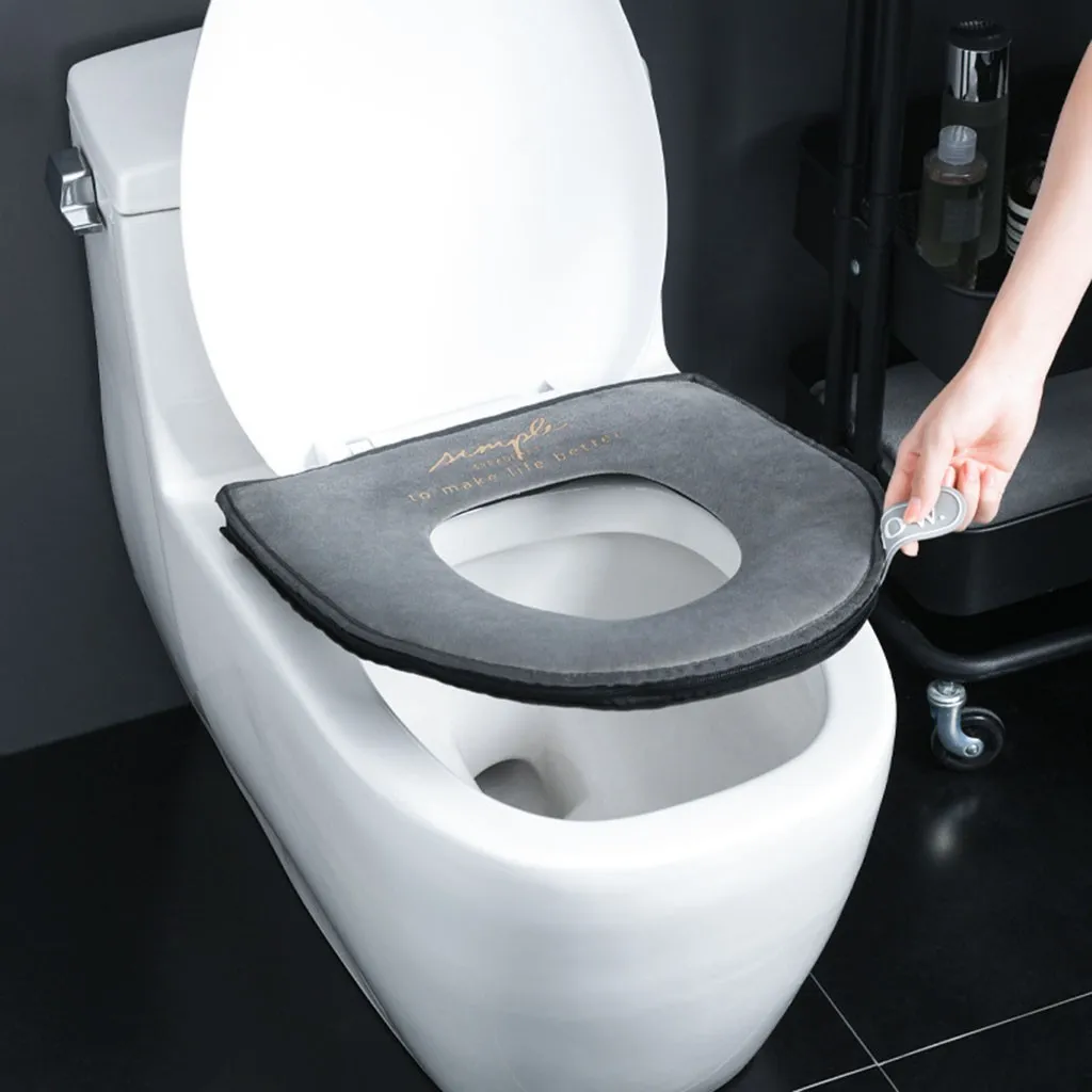 Toilet Seat Cover Pad Cushion Soft Cover Warmer Mat Closestool Washable Bathroom