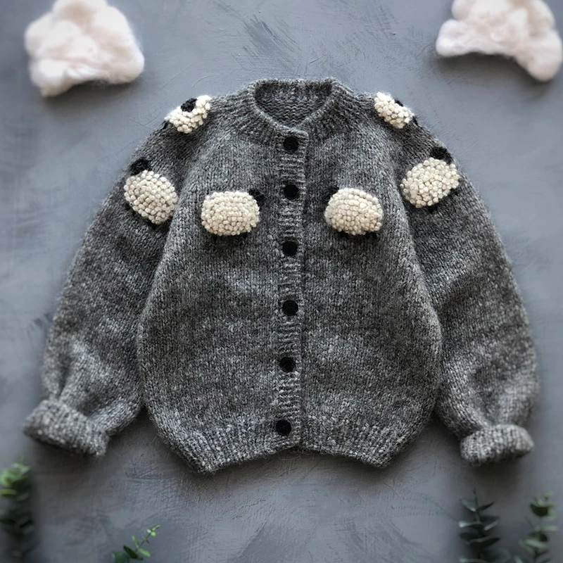Abrigos de lana para bebé, suéter de punto para niño y cárdigan, abrigo Bordado de lana hecho a mano, Tops, ropa para niño de 1 a 6 años|Suéteres| - AliExpress