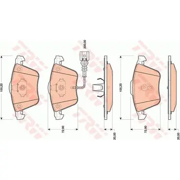 

Disc pads. \ Audi A3, VW Passat/Golf V 1.6-3.2i/1.9TDi 02 sensor. TRW GDB1809