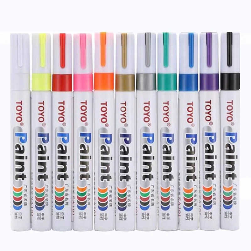 11pcs Colors Set Waterproof Permanent Marker Pen Paint Car Tyre Rubber Tread Tire DIY Office School Supply Drawing Stationery 11pcs draw paint brushes kit set