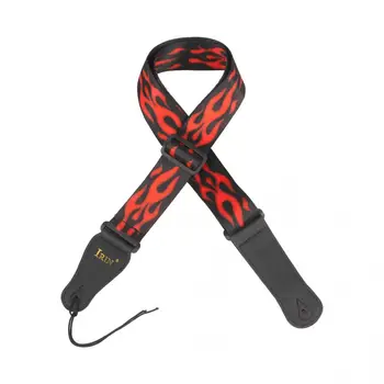 

Adjustable Guitar Strap Red Flame Pattern with Leather Ends for Guitar Bass Guitar strap