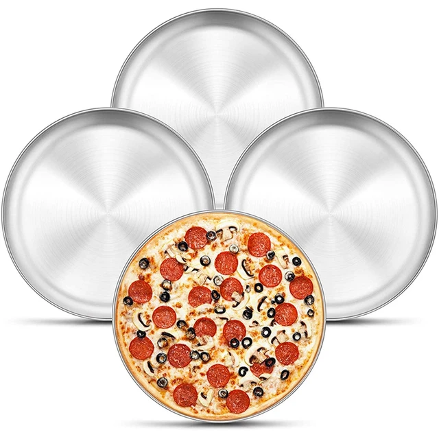 Plat à Pizza rond en acier inoxydable, plaque de cuisson pour four à Pizza,  plaque de cuisson pour la cuisson et le rôtissage, 12 pouces, 4 pièces -  AliExpress