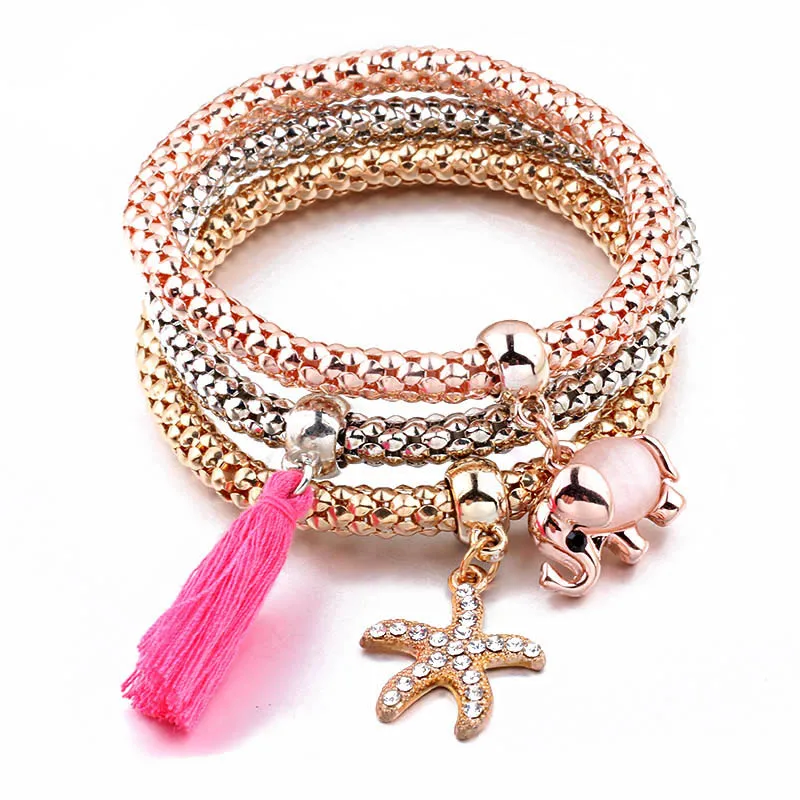Braceles-25 3 шт./компл. браслет хрустальный шар дерево жизни Музыка Девушка сердце Шарм браслет и браслеты для женщин Pulseria Feminina ювелирные изделия подарок - Окраска металла: Braceles-25