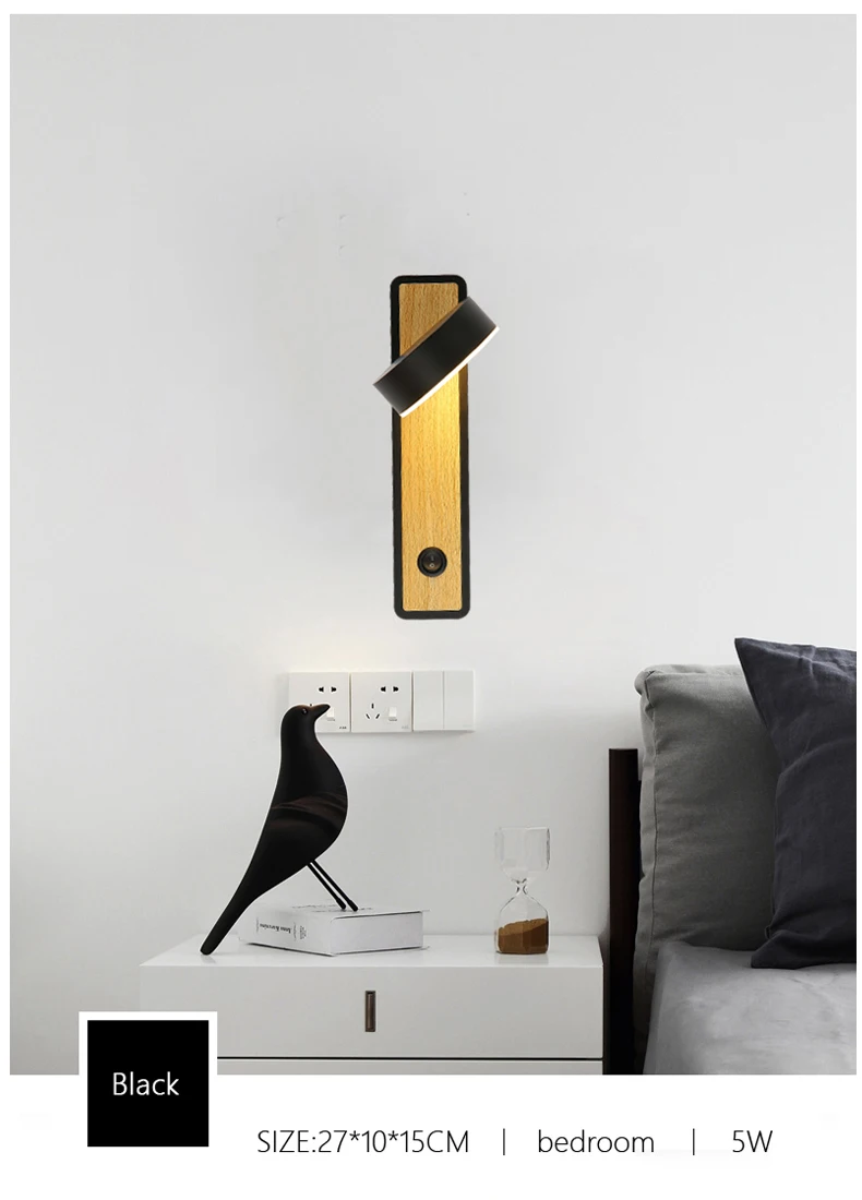 Светодиодный настенный светильник с выключателем, 5 Вт, для спальни, гостиной, скандинавского стиля, современный настенный светильник, для учебы, чтения, бра, белые, черные, настенные лампы
