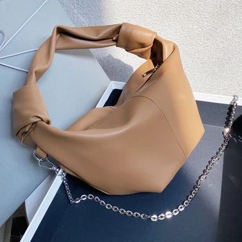 

Fashion Chains Crossbody Bags For Women 2020 Autumn Elegant Shoulder Bag Dumpling Solid Tote Handbags Luxury Brand Designer