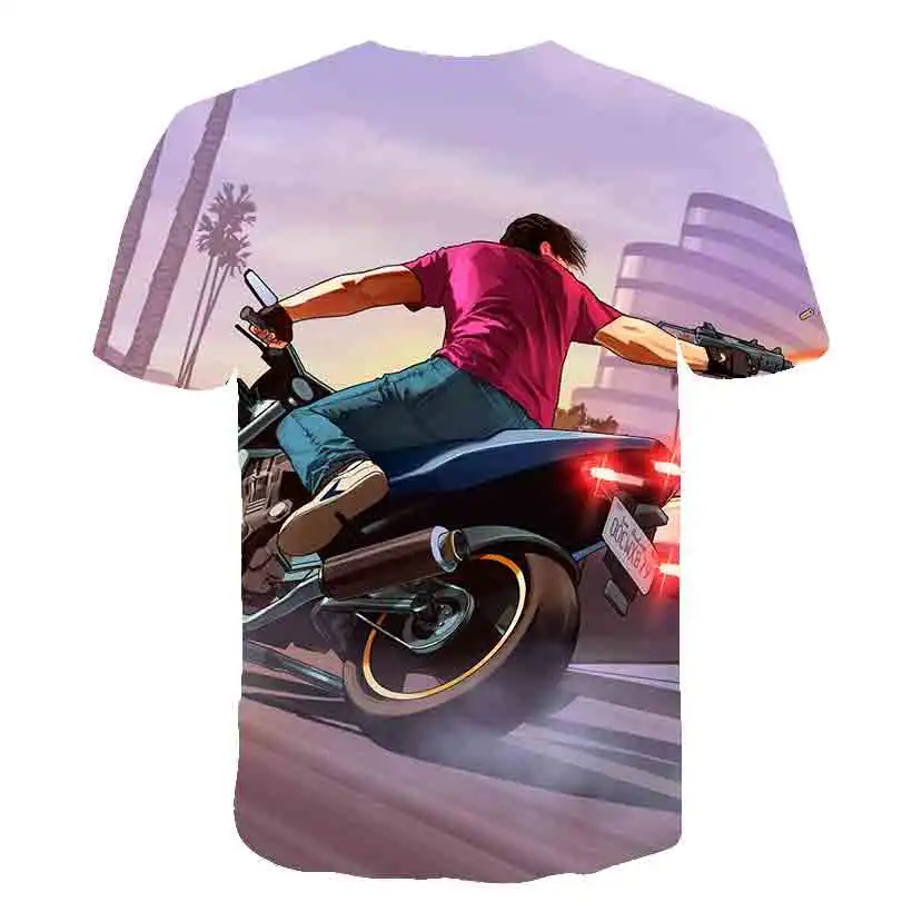 Grand Theft Auto Game GTA 5/Одежда для мальчиков летние футболки с 3D принтом крутая детская