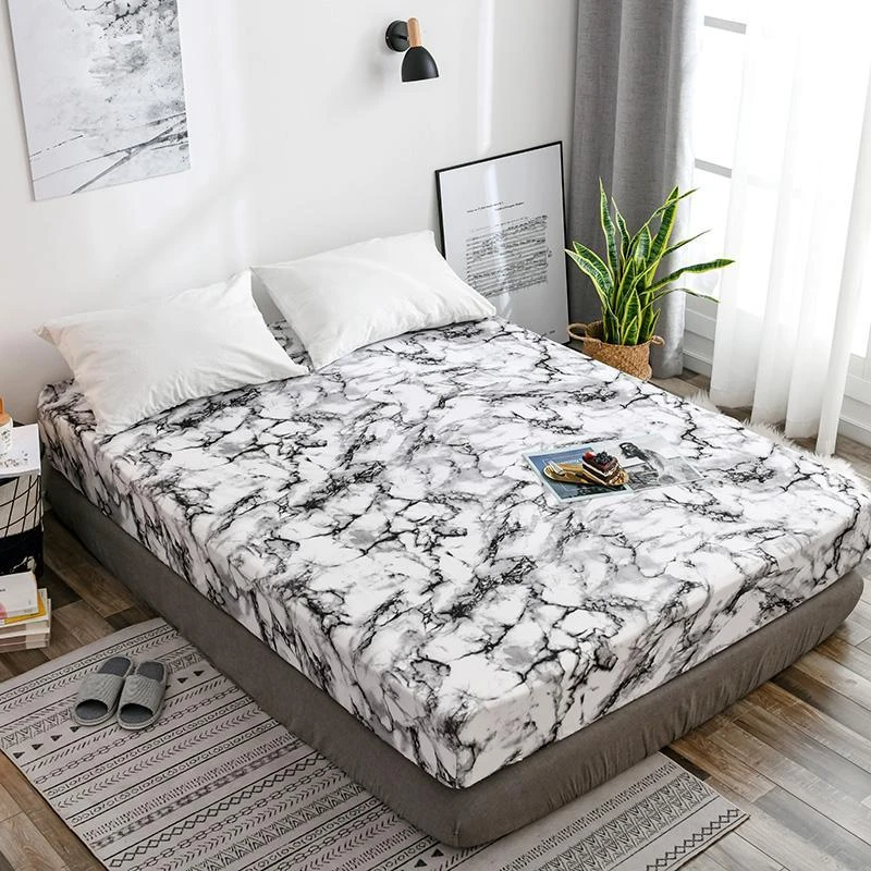 Maak los menu Roos 30 Marmer Uitgerust Laken King Size Quartz Laken Met Elastische Queen Bed  Linnen Zwart Wit Matrashoes Bed lakens|Blad| - AliExpress