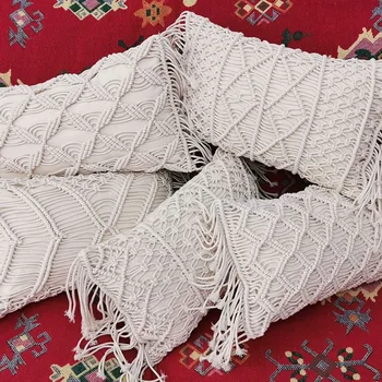 

30X50cm Macrame Hand-Woven Cotton Thread Pillow Covers Sofa Cushion Cover Decorative Pillowcases Home Textile