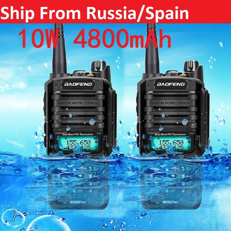 Baofeng-radio comunicador impermeable baofeng UV-9R plus, 10W, 25km, 2 uds.