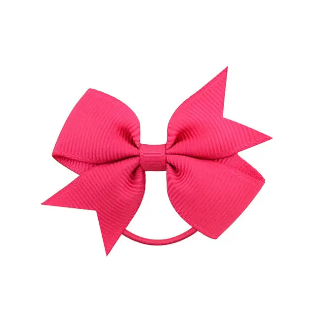 1Pcs Novelty Small Mini Solid Baby Elastic Rubber band Head rope Ribbow Bow Tie For Girls Headwear Hair Accessories 14