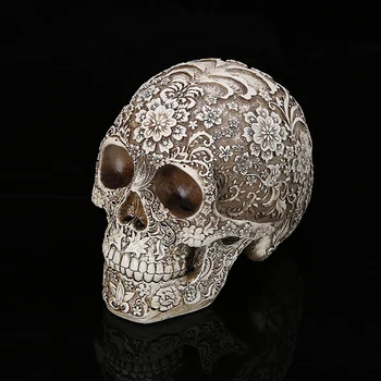 

Home Decor Skull Design Figurine Ornament Horror Carving Halloween Desktop Gift Table Painting Model Resin Crafts Art