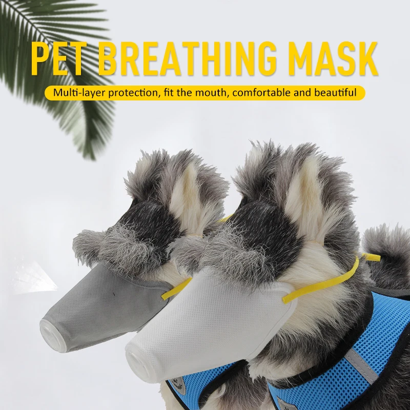 

2020 Dog Mouth Muzzle Barking Pet Products PM2.5 Filter Pet 6 Layers Mask Bacteria Proof Anti Infection Safety Dust Face Masks