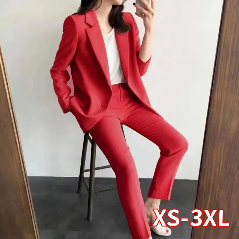 

Female Office Wear Career Suit 2 Piece Set Women Suit Female Spring Long Sleeved Small Suit Trousers Casual OL Suit Pant Suit