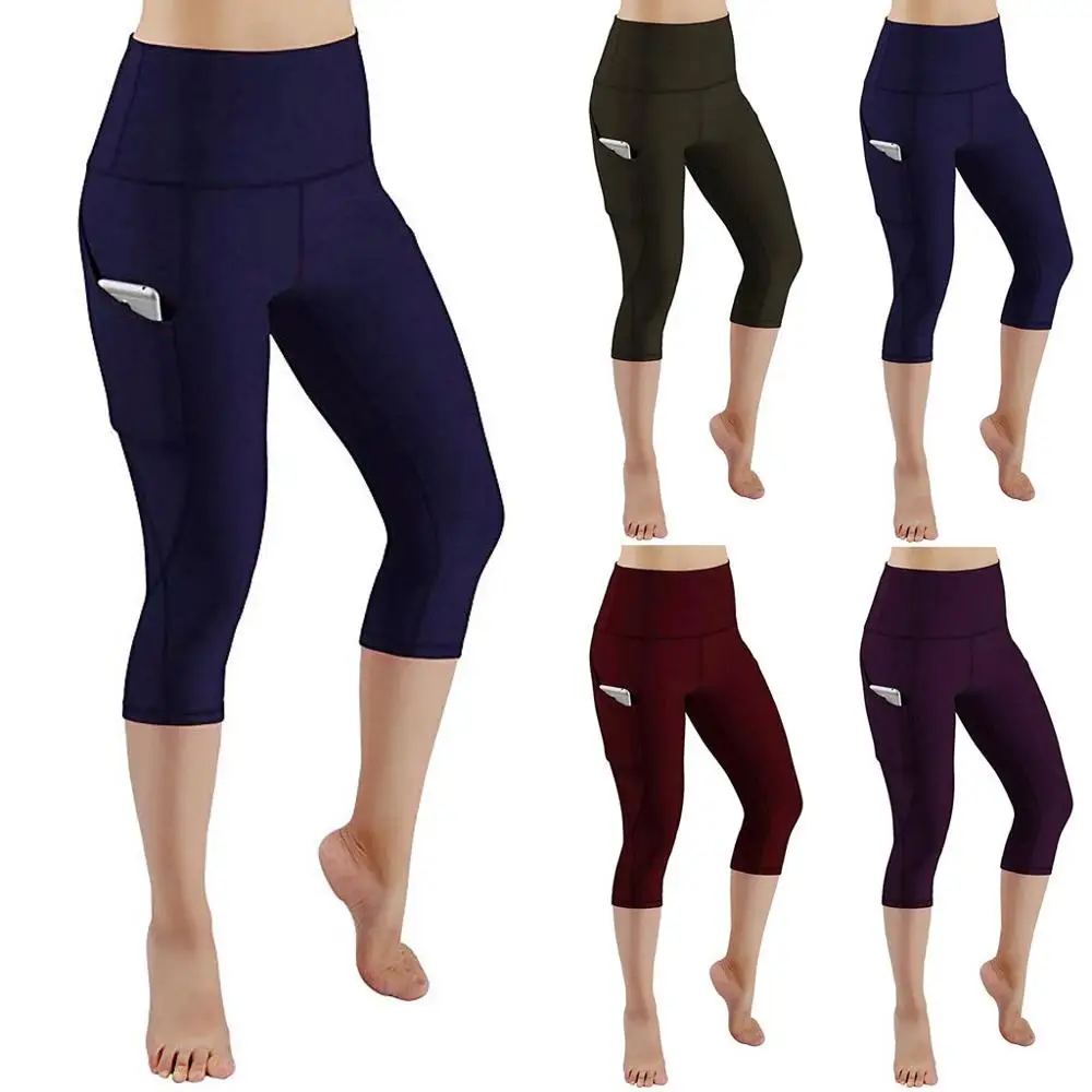 Облегающая спортивная одежда женские леггинсы с карманами для тренировок