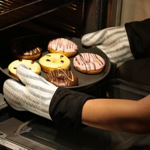 Домашние силиконовые рукавицы для духовки, безопасные Гибкие Длинные кухонные рукавицы для приготовления пищи, гриля, барбекю, Защитные перчатки против ожогов