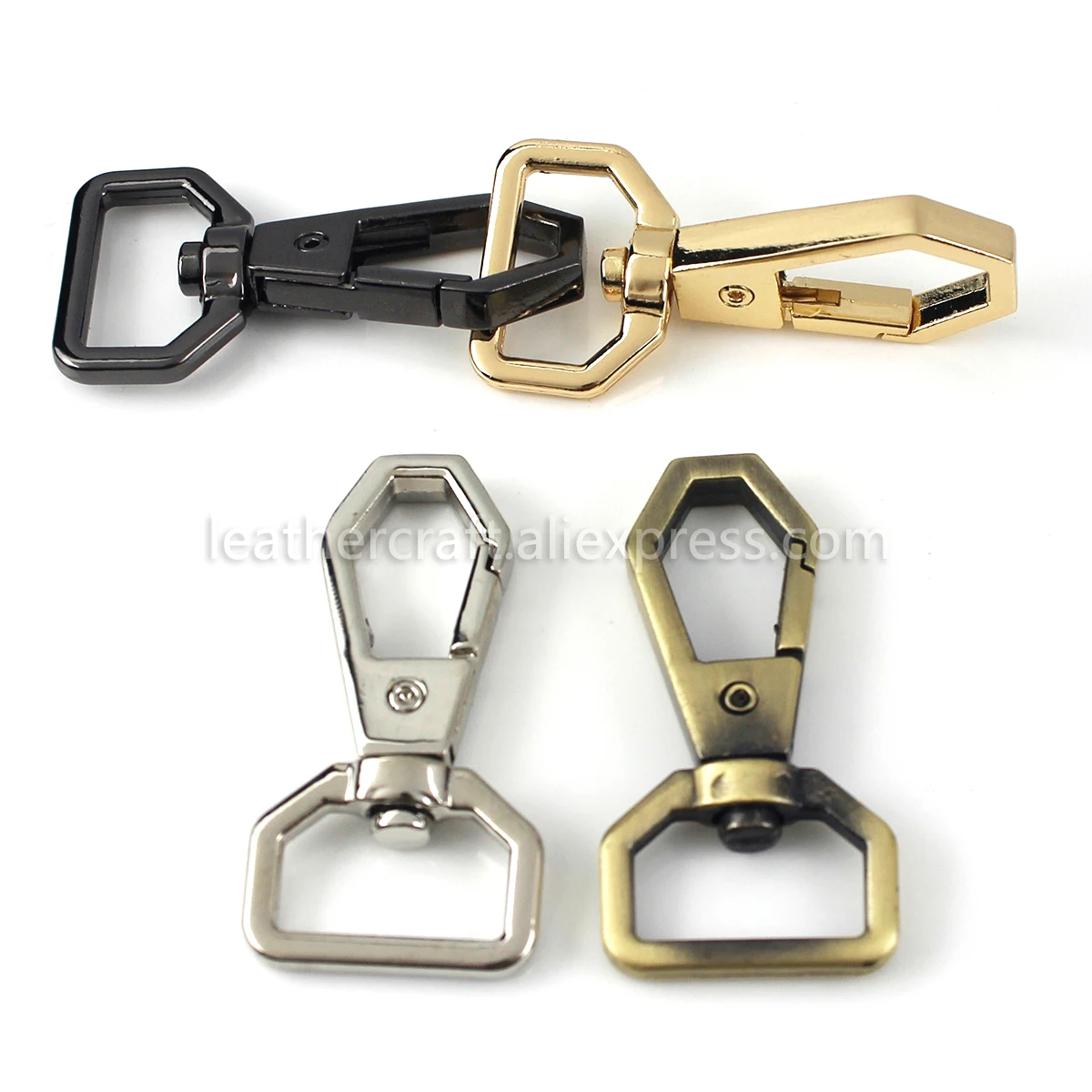 

1x Metal Polygonal Swivel Trigger Snap Hook Spring Gate Clasps Clips Leather Belt Pet Leash Bag Strap Webbing Keychain Hooks