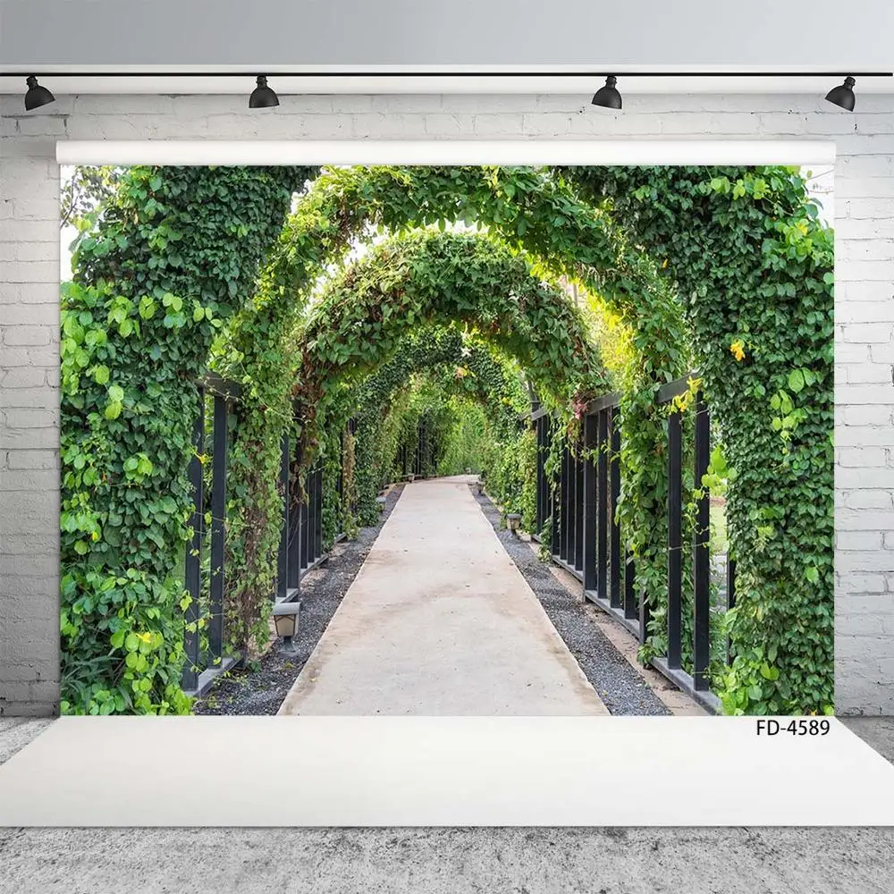 Spring Green Cirrus Arch Path Scenery Background Children Young Portrait Photography Backdrops For Photophone Photo Studio Props |
