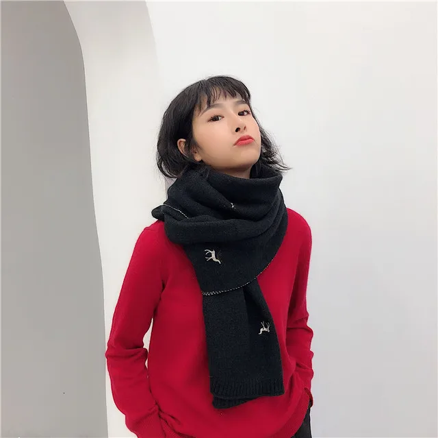 [EAM] Women Multicolor Long Red Pattern Knitting Keep Warm Scarf New Long Personality Fashion Tide Autumn Winter 1H288