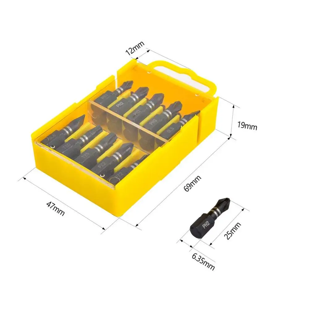 20 шт. ударная отвертка набор одноконцевых отверток Набор инструментов для ремонта отверток для Phillips Torx Pozidriv шлицевая головка отвертки с футляром для хранения