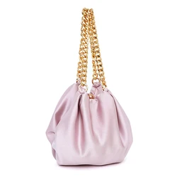 Elegant Patchwork Chain Bag For Women Hit Color Ruched Temperament Bags Females Accessories New 2021 Spring Fashion