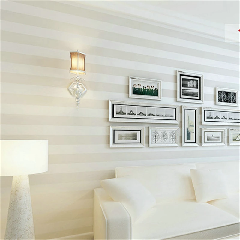 

WELLYU Modern minimalist flocking non-woven wallpaper vertical stripes plain TV background wall living room bedroom wallpaper