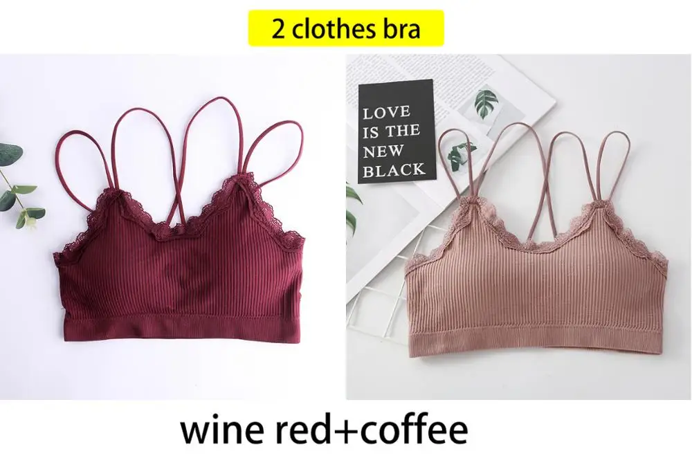 French Style 2pcs Solid Color Sexy Lingerie Seamless Bra Wire Free Comfort Push Up Bras for Women Underwear Bralette - Цвет: winered coffee