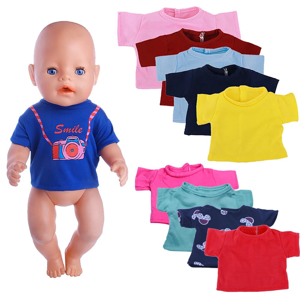Doll Clothes T-shirts Handmade Accessories Fit 18 Inch American Girl Doll,43Cm New Born Baby Doll,Our Generation Girl`s Gift