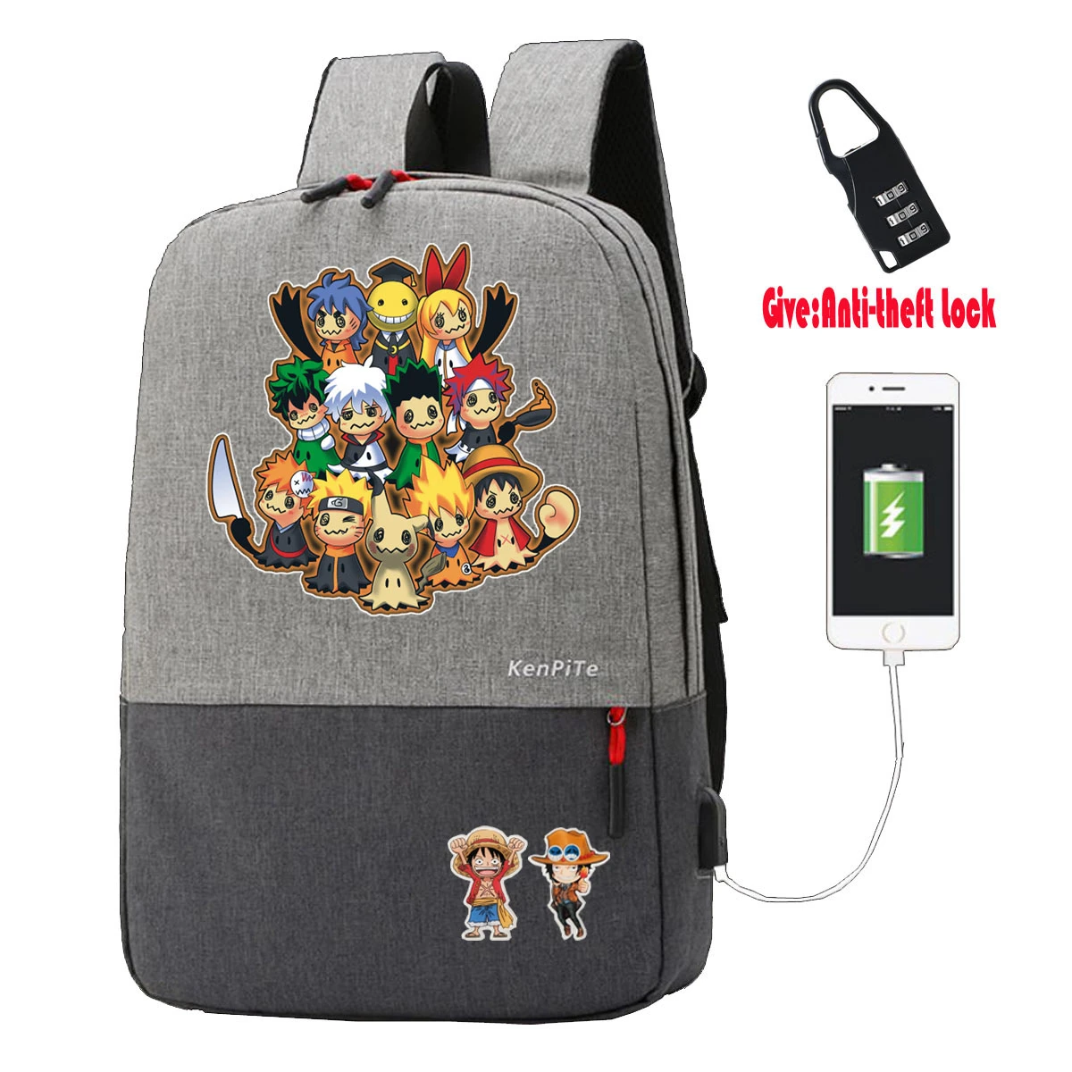 日本アニメ銀魂バックパック盗難防止usb充電男性キャンバスラップトップリュックサック旅行bagpack学生ブックバッグスクールバッグ バックパック Aliexpress