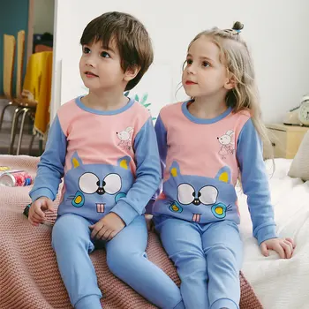 

SAILEROAD Children's Pajamas For Girls Cotton Kids Cartoon Cat Pyajamas Set Boys Long Sleeve Pyjamas Pijama Infantil Sleepwear