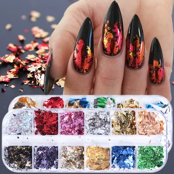 

1 Box 3D Irregular Aluminum Foils Nail Slices Flakes Sequins Film Mirror Glitter Stickers Nail Art Decorations Manicure TR950