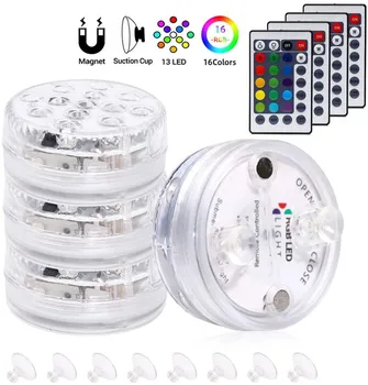 

RGB Submersible Light Magnetic Suction Cups Remote Control Underwater LED Night Light Swimming Pool Light Vase Bowl Party Decor
