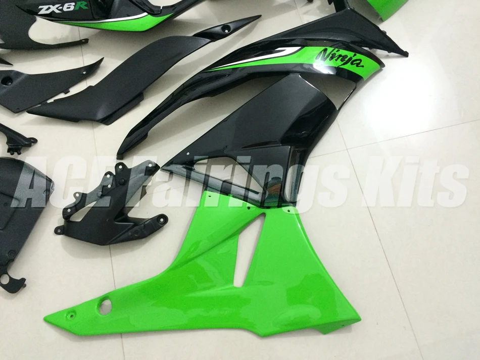 Литья под давлением ABS обтекатель комплект подходит для Kawasaki Ninja ZX6R 2009 2010 2011 2012 Обтекатели ZX-6R 09, 10, 11, 12, крутые цвета: зеленый, черный
