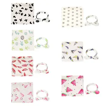 

Pure Cotton Newborn Baby Boy or Girl Hair Band and Blanket Set Swaddle Blanket Wrap Sleeping Bag for 0-3-6 Months