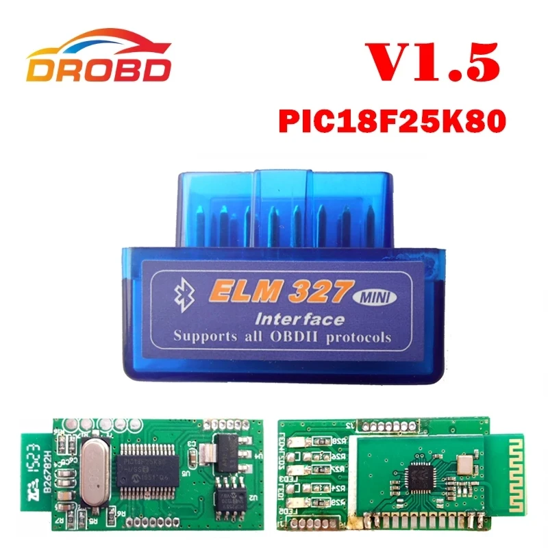 V1.5 супер мини ELM327 Bluetooth ELM 327 версии 1.5 с PIC18F25K80 чип OBD2/OBDII для Android Крутящий момент автомобиль товара сканер - изображение