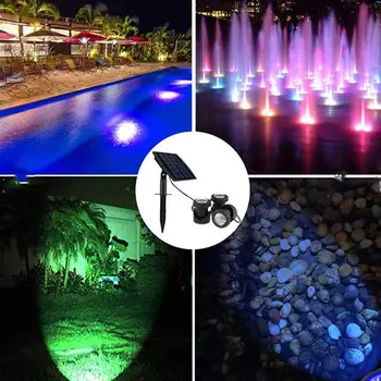 

Solar Powered Colorful Light Underwater Light Outdoor Pool Lamp Landscape Light Garden Lawn Lamp (3 Heads)