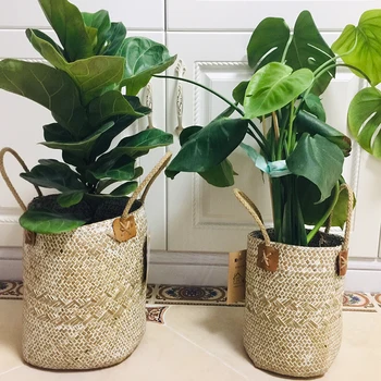 

Creative natural straw flower arrangement basket flower tube flower vase flower pot cover storage basket living room decoration