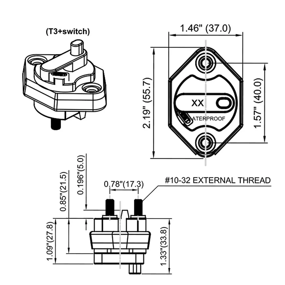 40a 50a disjuntor fusível inversor com botão de reset manual f1665