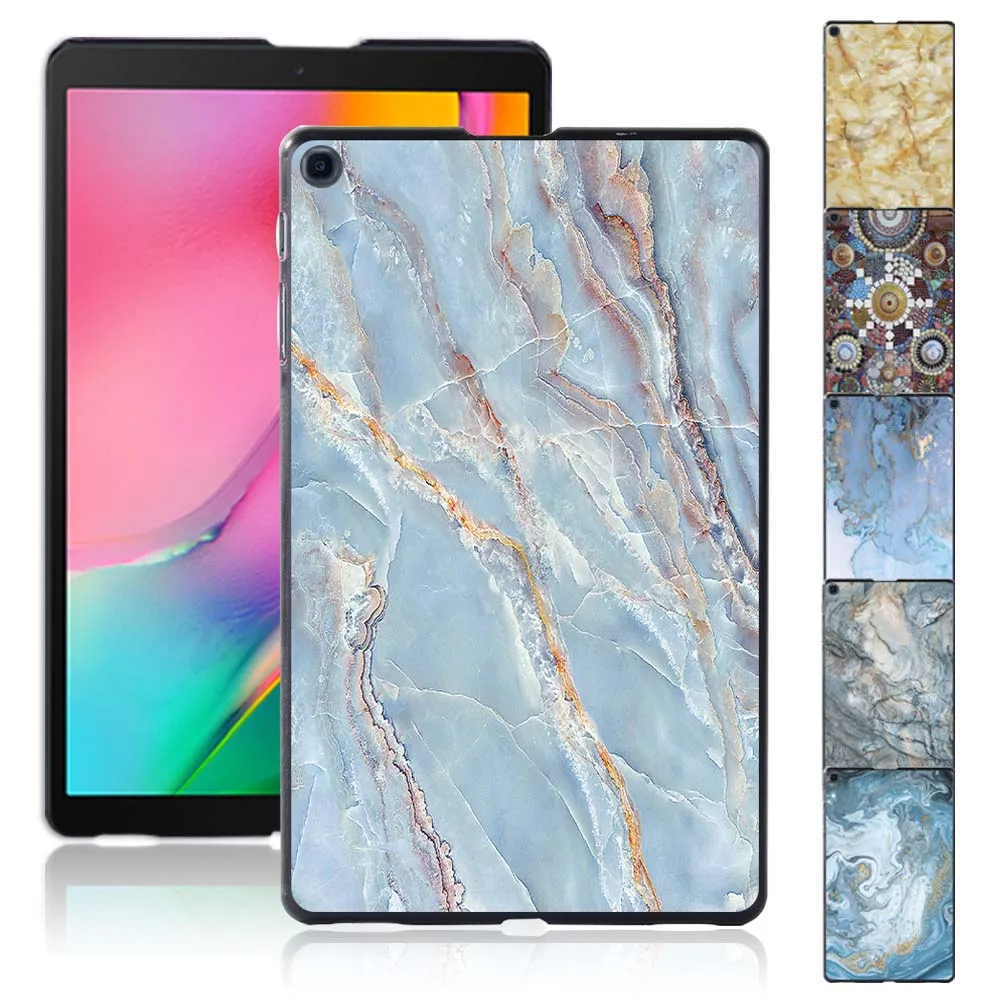 

Cover for Samsung Galaxy Tab A 10.1 2019 T510 T515 Ultra-slim Marble Pattern Plastic Durable Tablet Shell Case+Free Stylus