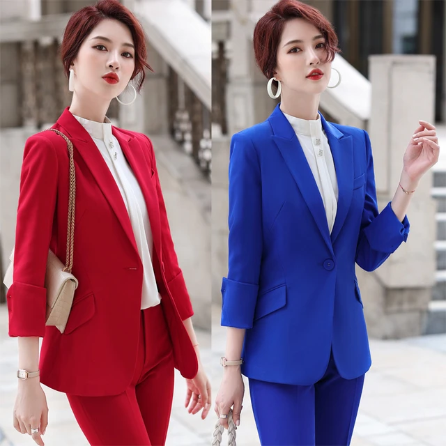 Women Formal Suit Office Lady Work Pant Suits Female Business Blazer Set 2  Piece Jacket Pants Black Trosuers Large Size 4XL XXXL - AliExpress