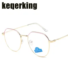 Женский анти-синий светильник, очки, металлическая оправа для очков, большие размеры, близорукость, оптические прозрачные линзы, очки, оправа, поддельные очки