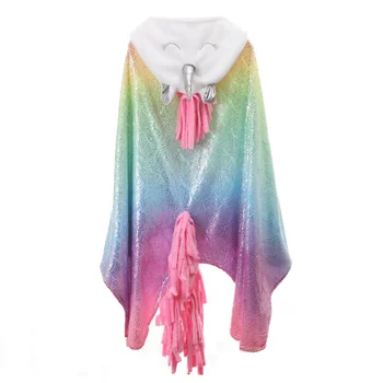 

1Pc Cape Colorful Comfortable Funny Hot Stamping Unicorn Cosplay Cape Flannel Shawl Warm Blanket for Friends Adults Kids