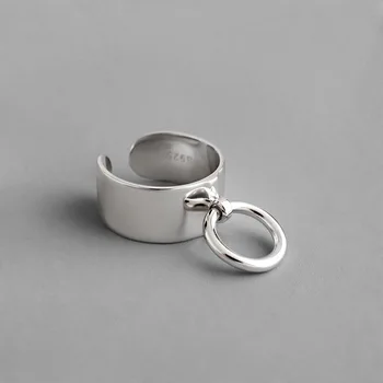 

New Romantic Couple Sterling 925 Silver Jewelry Circle Ring Round Women Men Fine Jewelry For Engagement Bijoux Vintage