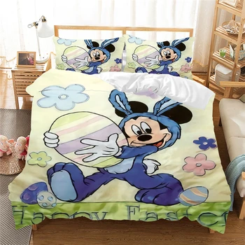 

Disney Mickey mouse Bedding Set Easter decoration for home Queen King Size Duvet Cover set Easter egg Comforter Bedding Sets